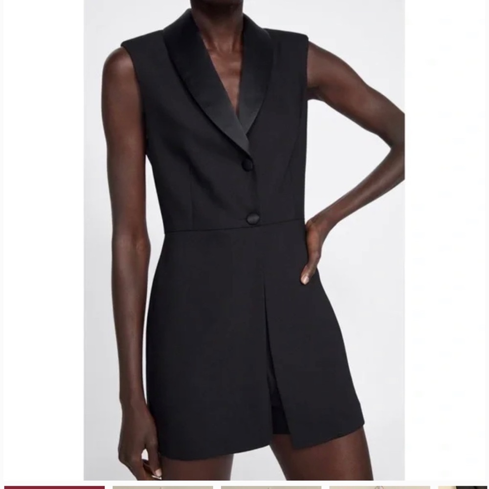 ZARA XS black tuxedo romper